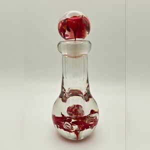 Vintage Handblown Art Glass Perfume Bottle with Stopper